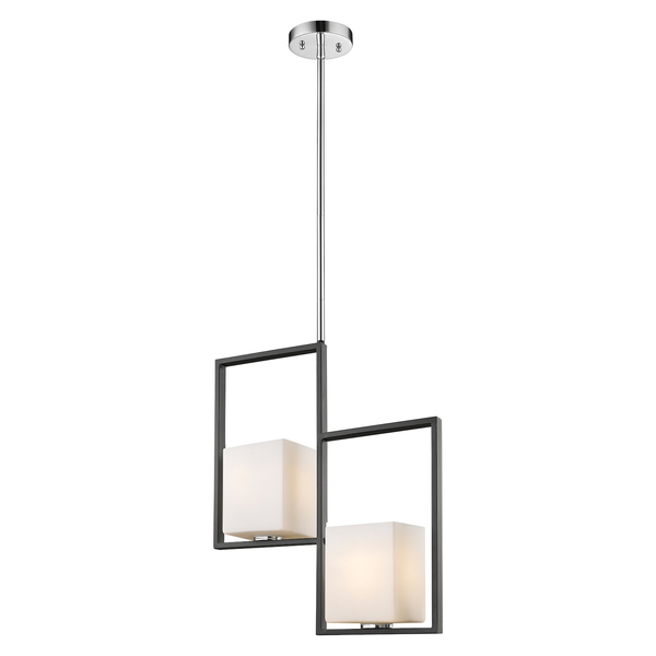 Eglo 2X100W Multi Light Pendant W/ Black & Chrome Finish & Opal Glass 202817A